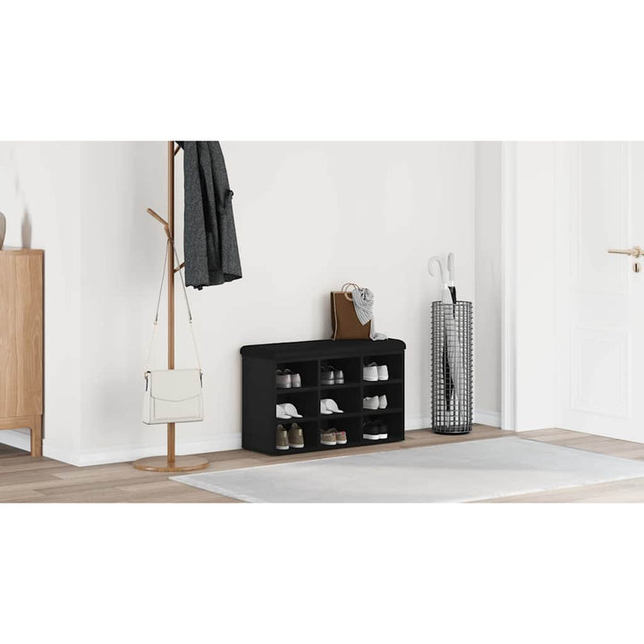 Sko bænk med hylde Sort 82 x 32 x 50 cm Konstrueret træ