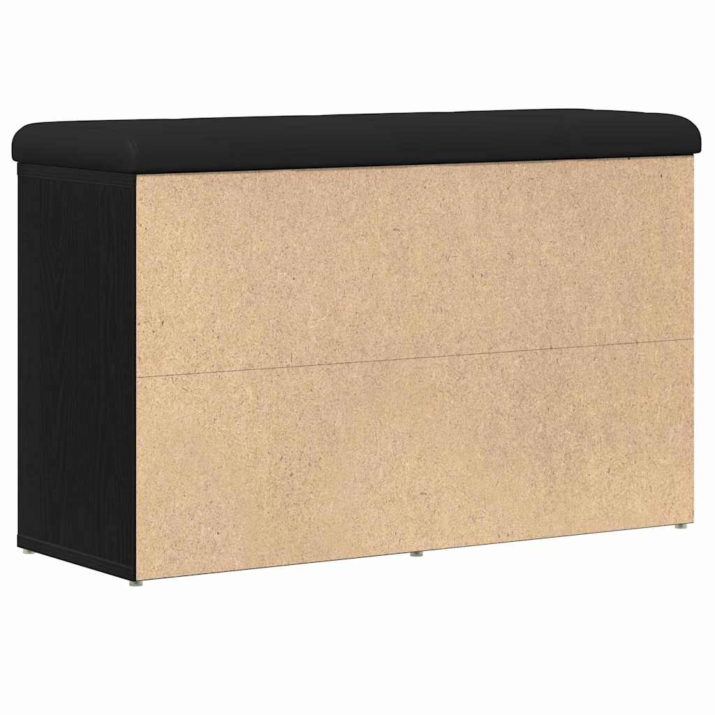 Sko bænk med hylde Sort 82 x 32 x 50 cm Konstrueret træ