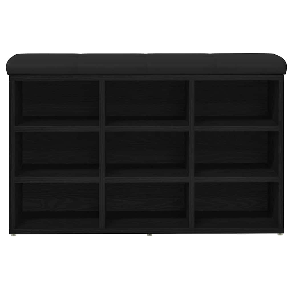 Sko bænk med hylde Sort 82 x 32 x 50 cm Konstrueret træ