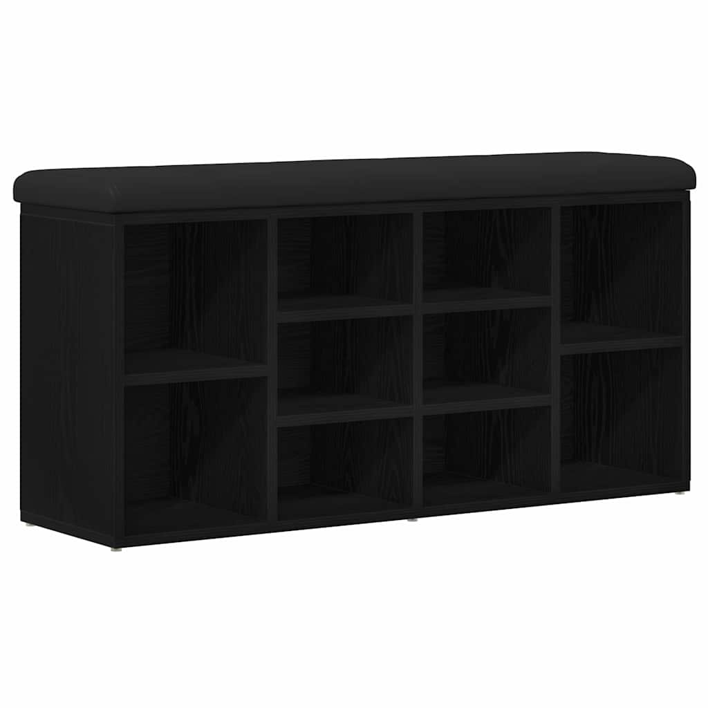 Sko bænk med hylde Sort eg 102 x 32 x 50 cm Konstrueret træ