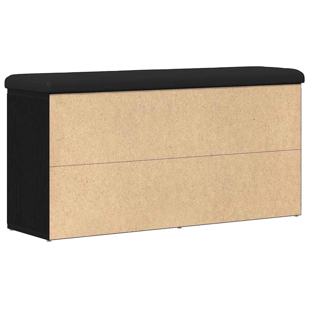 Sko bænk med hylde Sort eg 102 x 32 x 50 cm Konstrueret træ