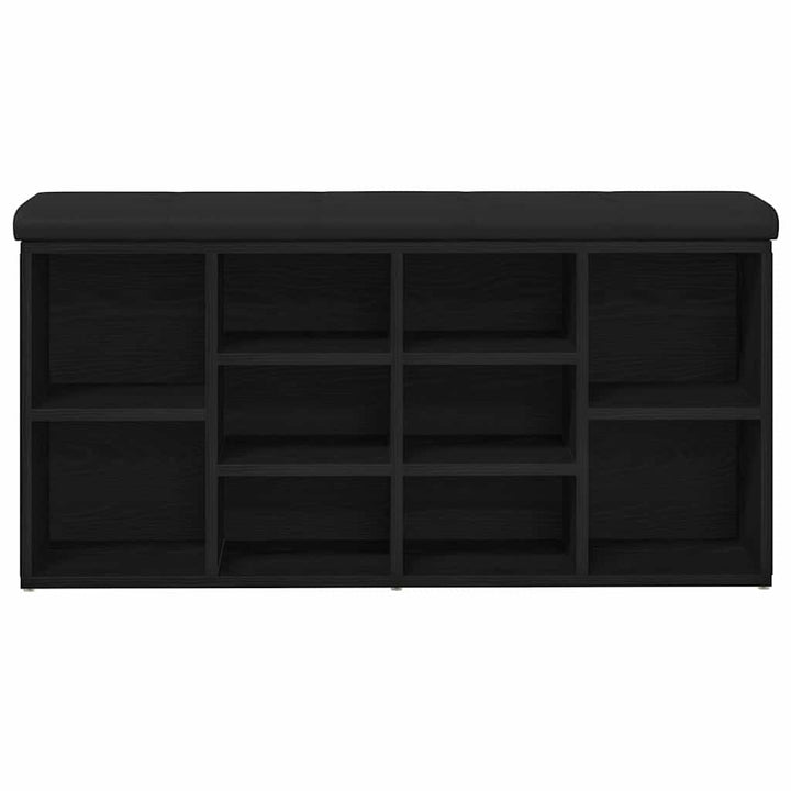 Sko bænk med hylde Sort eg 102 x 32 x 50 cm Konstrueret træ