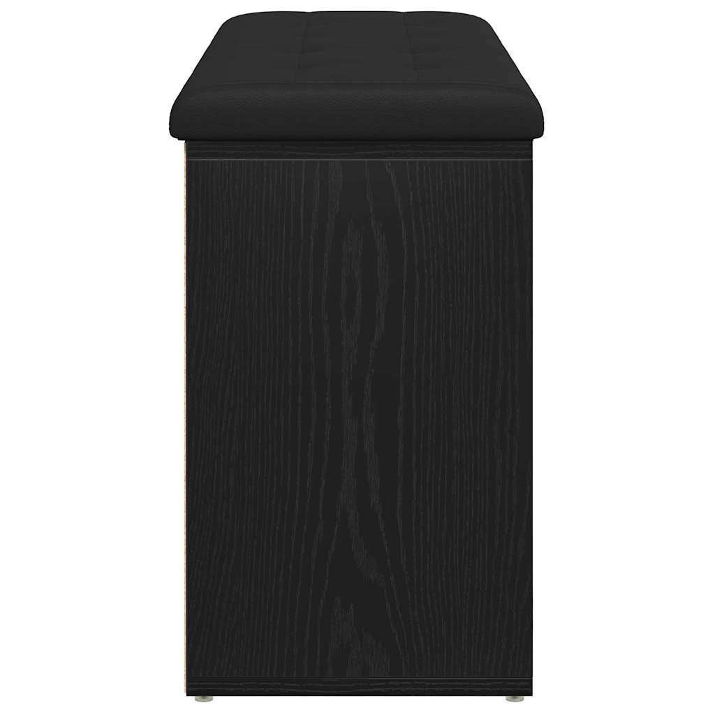 Sko bænk med hylde Sort eg 102 x 32 x 50 cm Konstrueret træ