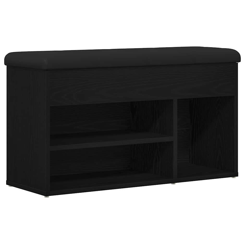 Sko bænk med hylde Sort 80 x 30 x 45 cm Konstrueret træ
