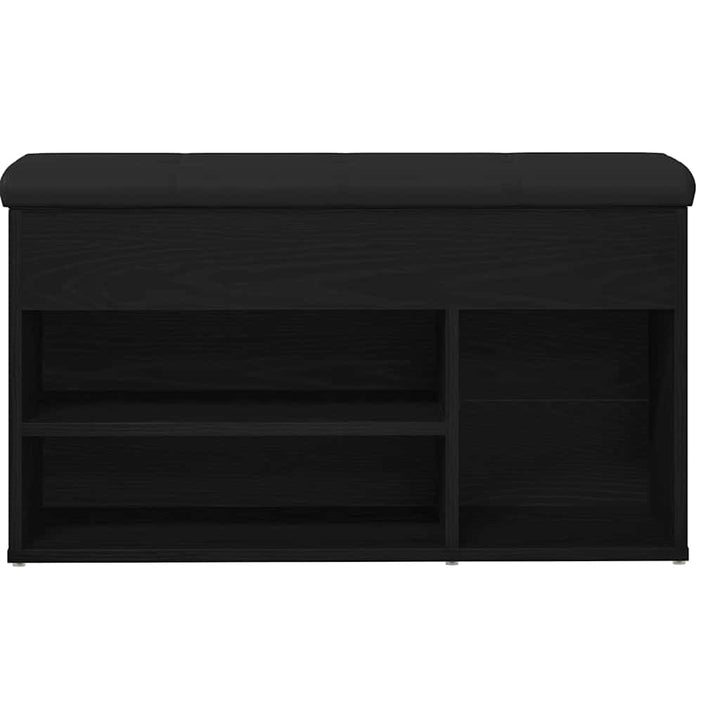 Sko bænk med hylde Sort 80 x 30 x 45 cm Konstrueret træ
