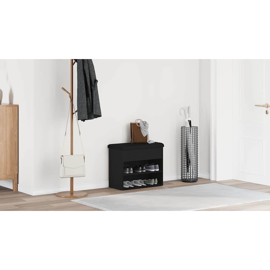 Opbevaringsbænk Sort eg 62 x 32 x 50 cm Konstrueret træ