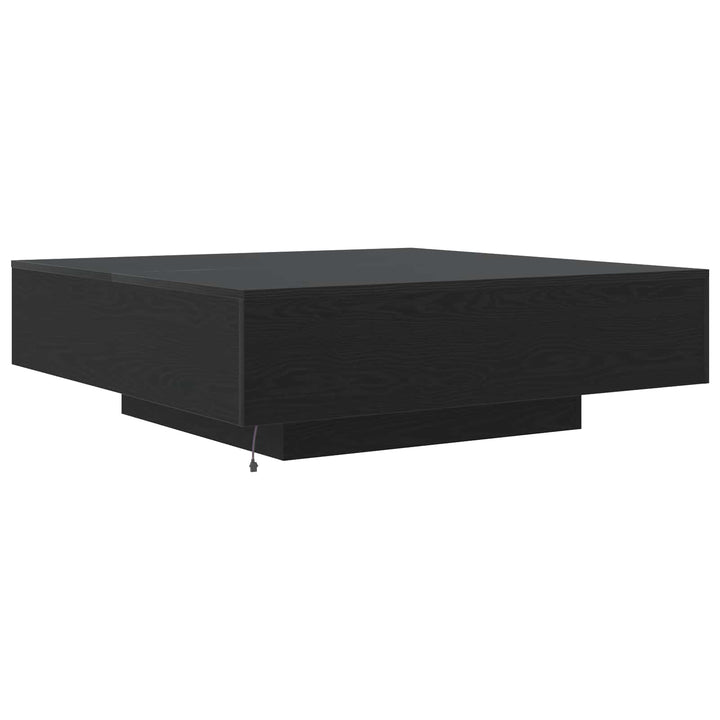 Kaffebord med LED Strip Lys Sort eg 100 x 100 x 31 cm