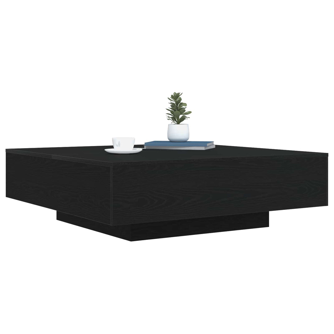 Kaffebord med LED Strip Lys Sort eg 100 x 100 x 31 cm