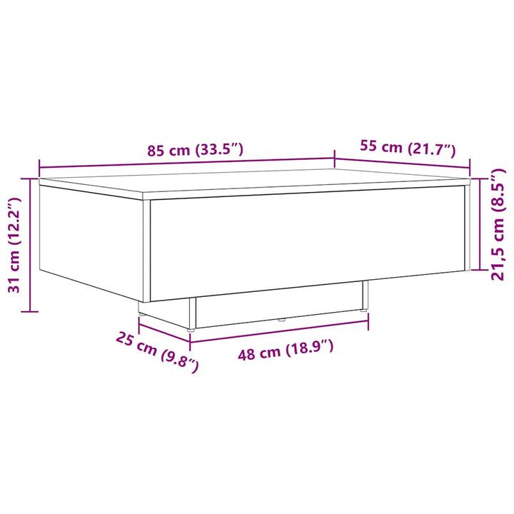 Sofabord Sort eg 85 x 55 x 31 cm Konstrueret træ