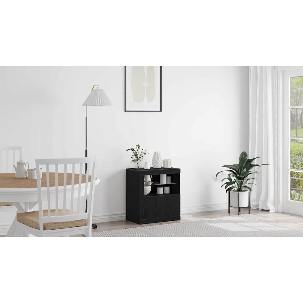 LED Sideboard Sort 60,5 x 37 x 67 cm Konstrueret træ