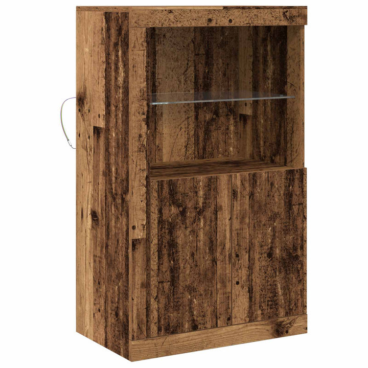 LED Sideboard Gammelt træ 60,5 x 37 x 100 cm Konstrueret træ