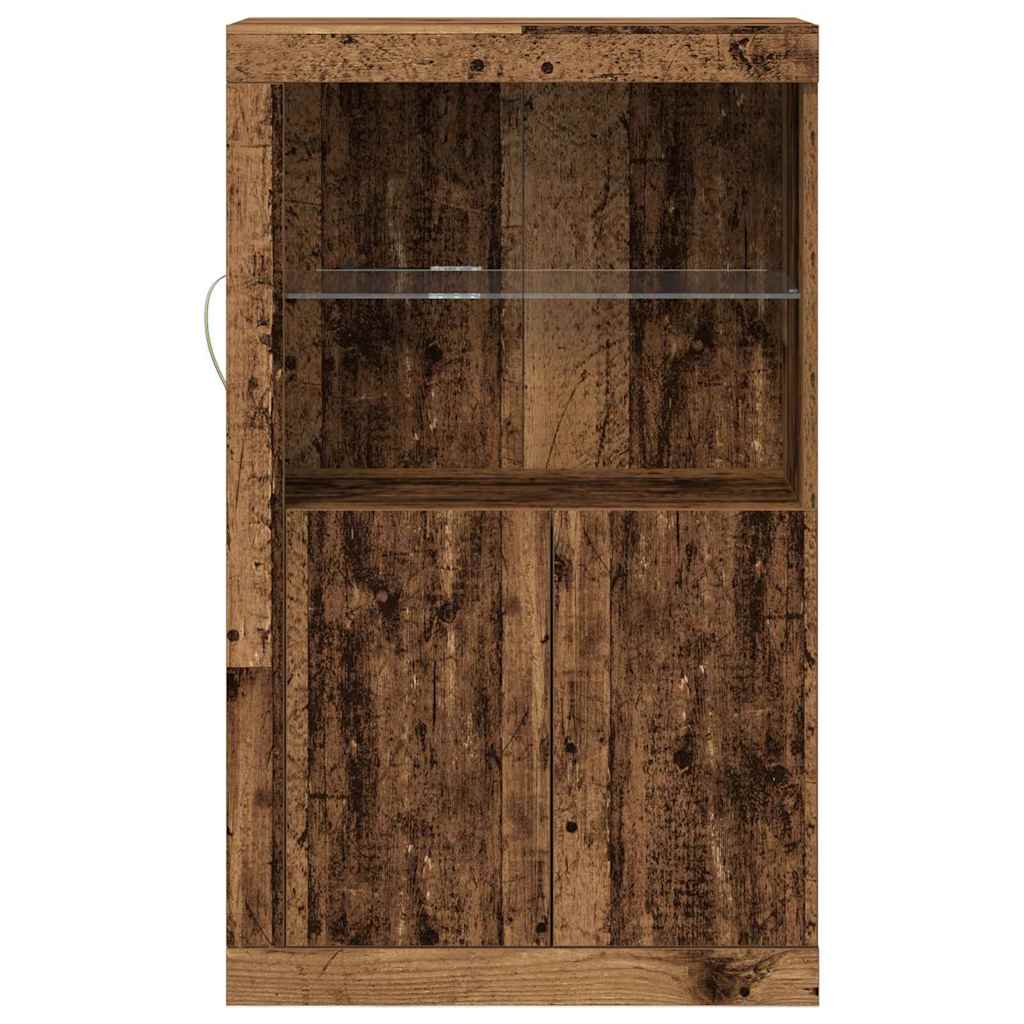 LED Sideboard Gammelt træ 60,5 x 37 x 100 cm Konstrueret træ