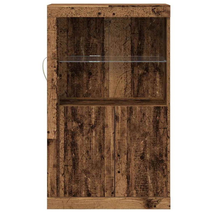 LED Sideboard Gammelt træ 60,5 x 37 x 100 cm Konstrueret træ