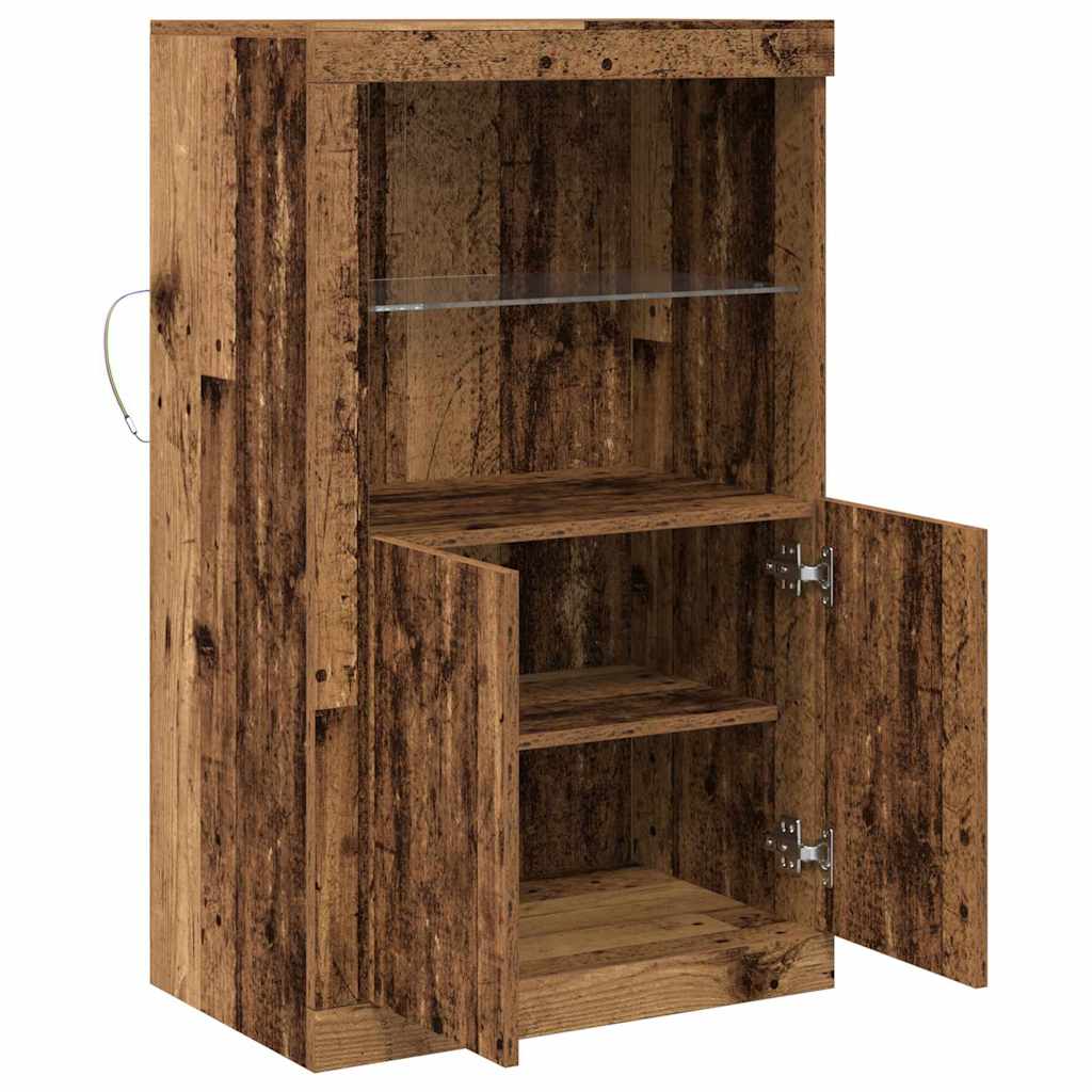 LED Sideboard Gammelt træ 60,5 x 37 x 100 cm Konstrueret træ