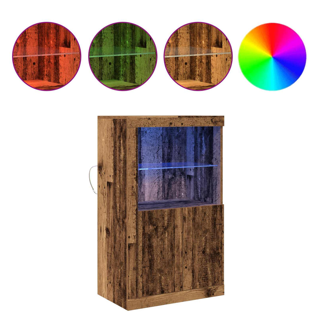 LED Sideboard Gammelt træ 60,5 x 37 x 100 cm Konstrueret træ