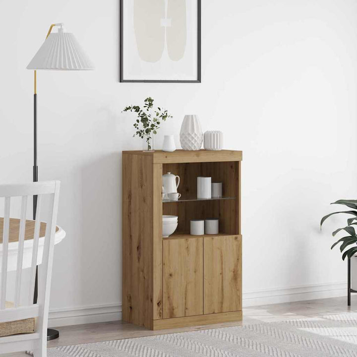 LED Sideboard 60,5 x 37 x 100 cm Konstrueret træ Artisan Egetræ