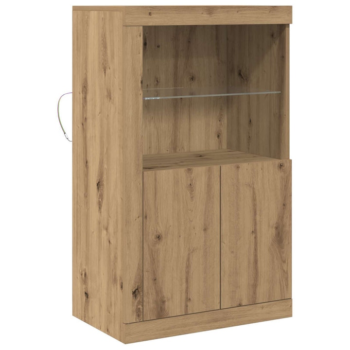 LED Sideboard 60,5 x 37 x 100 cm Konstrueret træ Artisan Egetræ