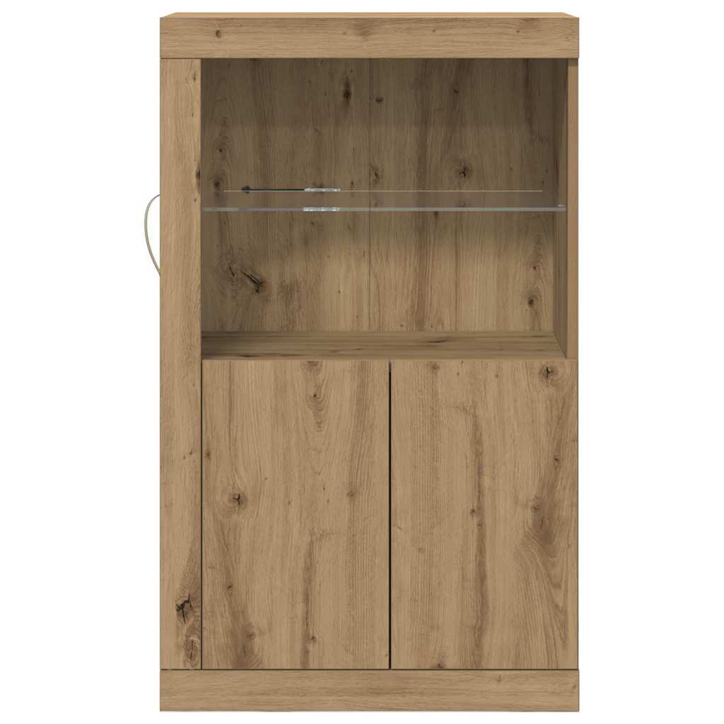 LED Sideboard 60,5 x 37 x 100 cm Konstrueret træ Artisan Egetræ