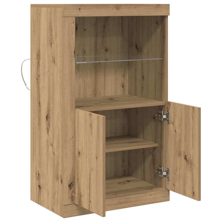 LED Sideboard Artisan Egetræ 60,5 x 37 x 100 cm Konstrueret træ