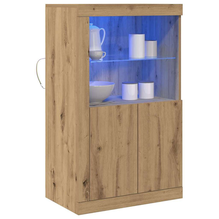 LED Sideboard Artisan Egetræ 60,5 x 37 x 100 cm Konstrueret træ