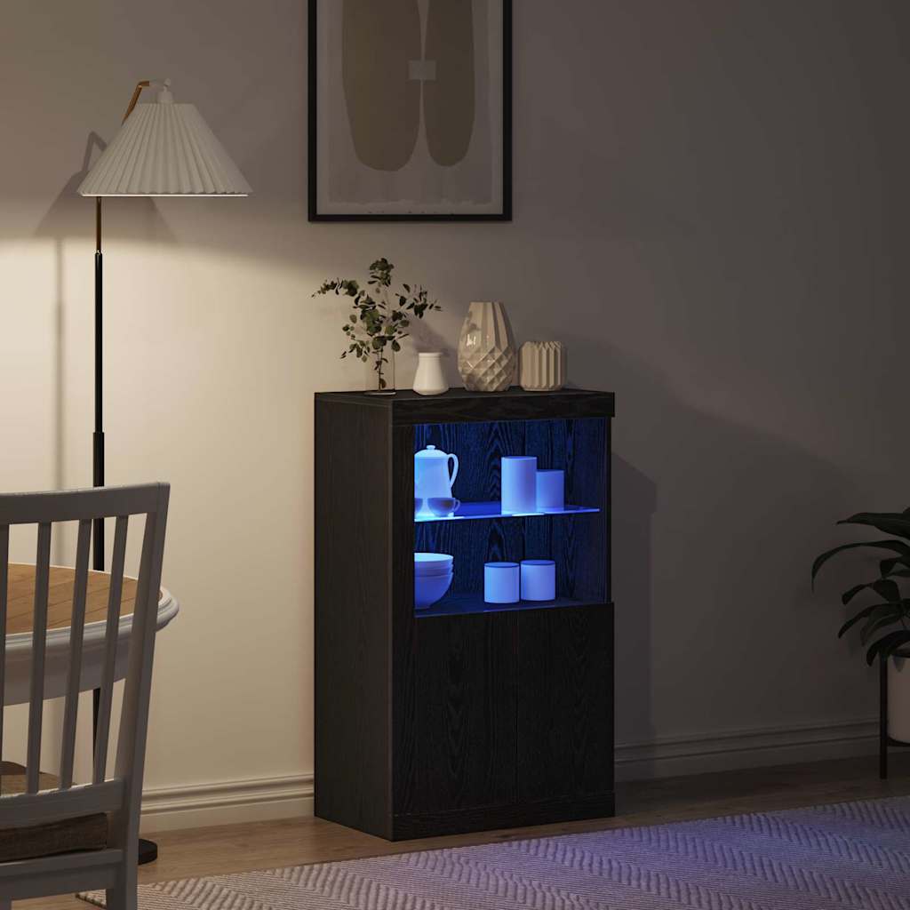 LED Sideboard Sort eg 60,5 x 37 x 100 cm Konstrueret træ