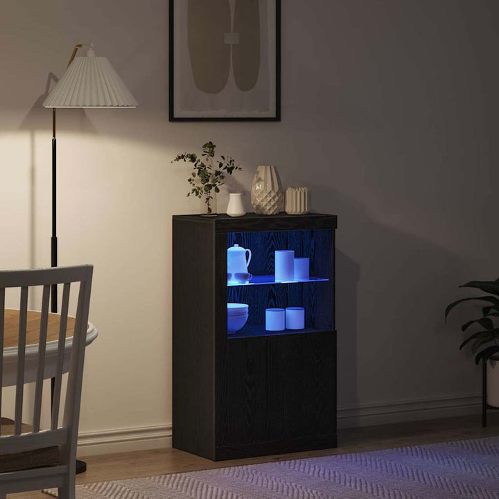 LED Sideboard Sort eg 60,5 x 37 x 100 cm Konstrueret træ