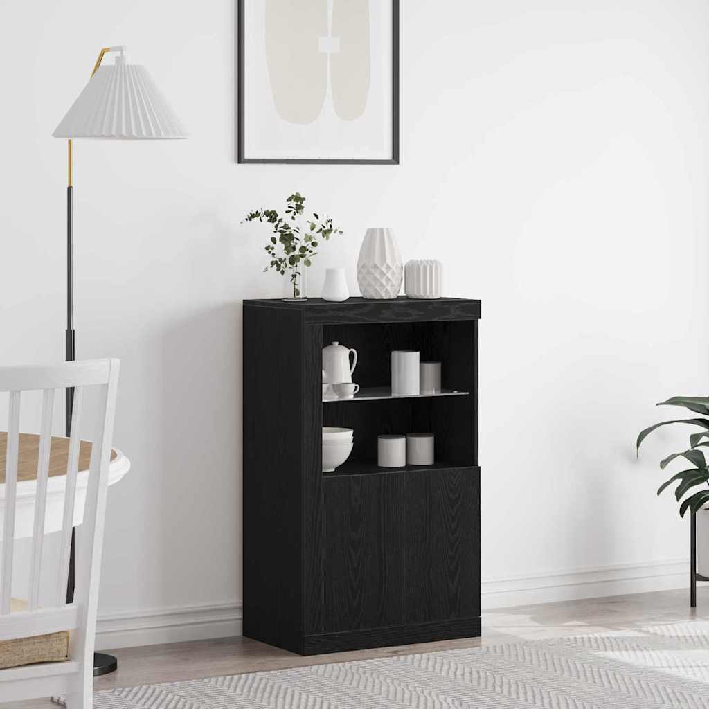 LED Sideboard Sort eg 60,5 x 37 x 100 cm Konstrueret træ