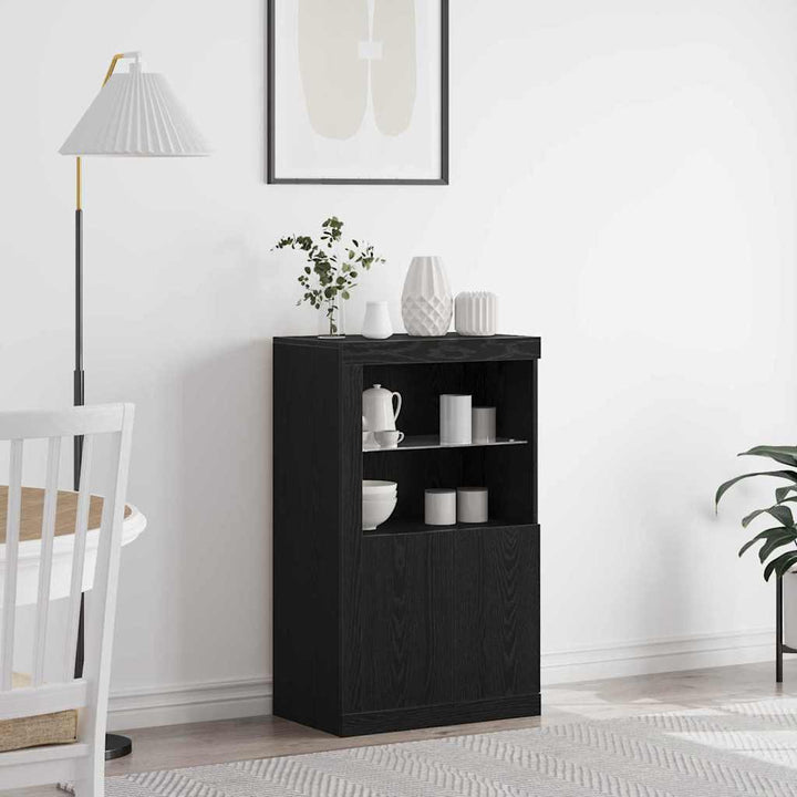 LED Sideboard Sort eg 60,5 x 37 x 100 cm Konstrueret træ