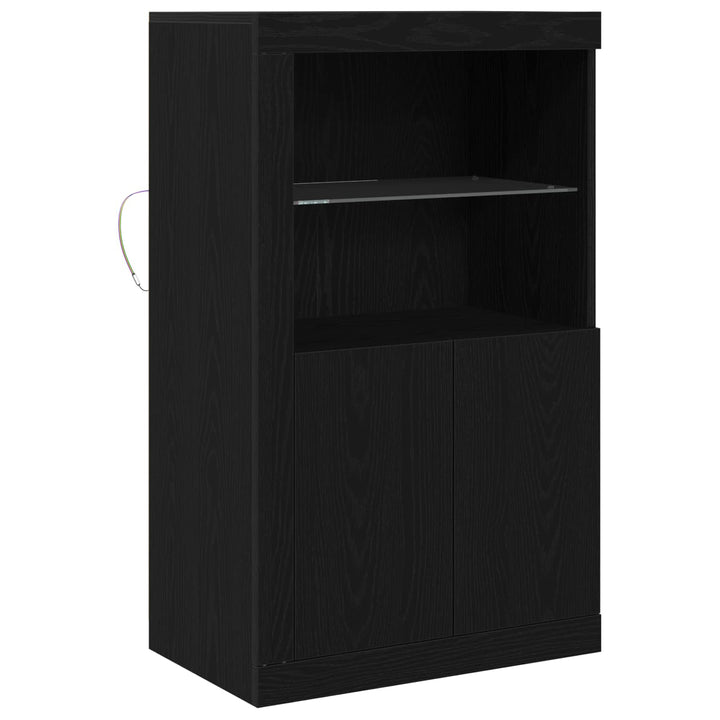 LED Sideboard Sort eg 60,5 x 37 x 100 cm Konstrueret træ