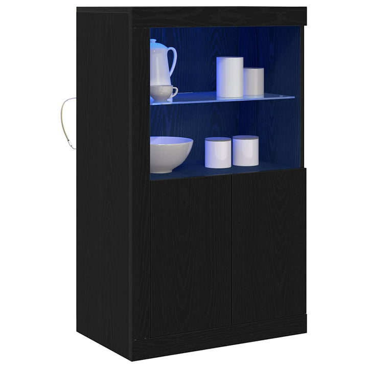 LED Sideboard Sort eg 60,5 x 37 x 100 cm Konstrueret træ