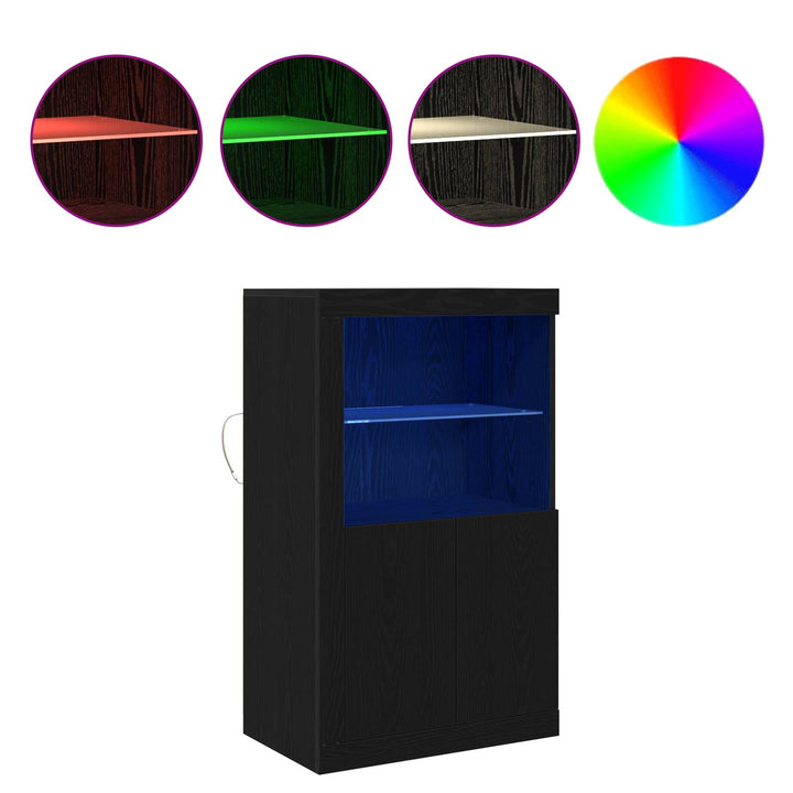 LED Sideboard Sort eg 60,5 x 37 x 100 cm Konstrueret træ