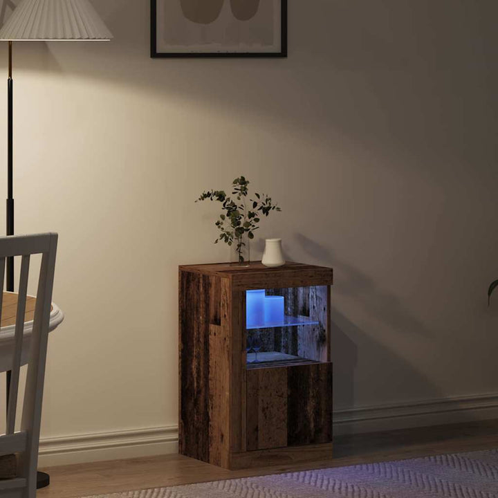 LED Sideboard Gammelt træ 41 x 37 x 67 cm Konstrueret træ