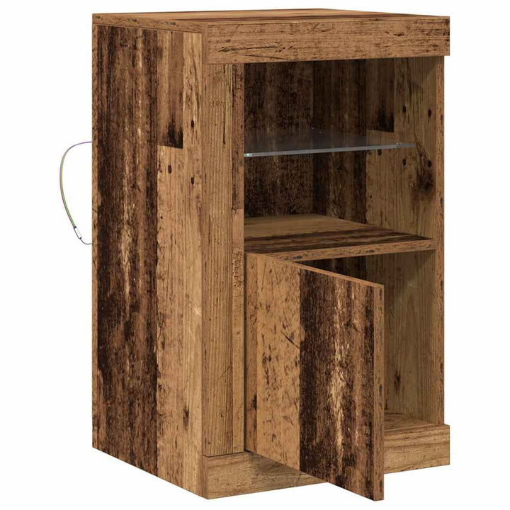 LED Sideboard Gammelt træ 41 x 37 x 67 cm Konstrueret træ