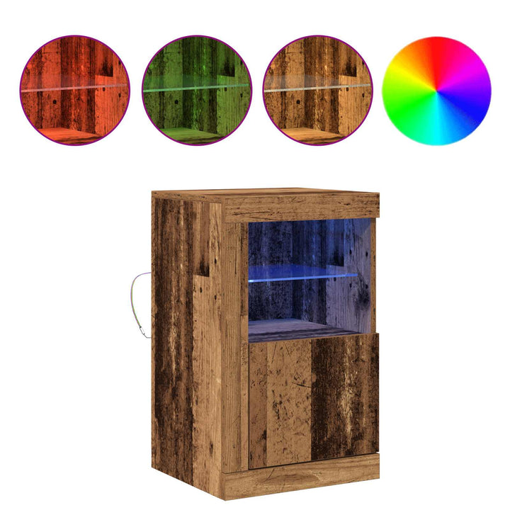 LED Sideboard Gammelt træ 41 x 37 x 67 cm Konstrueret træ
