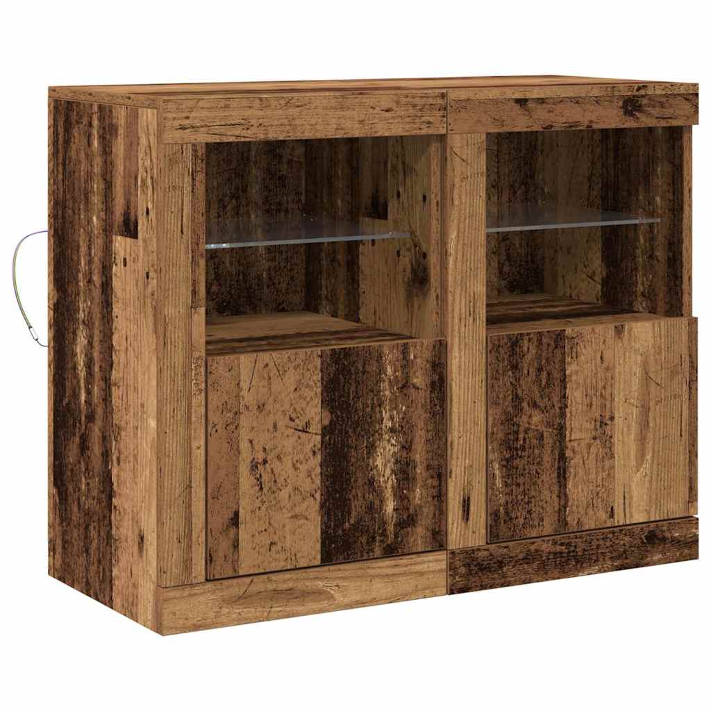 LED Sideboard 2 pcs Gammelt træ 41 x 37 x 67 cm Konstrueret træ