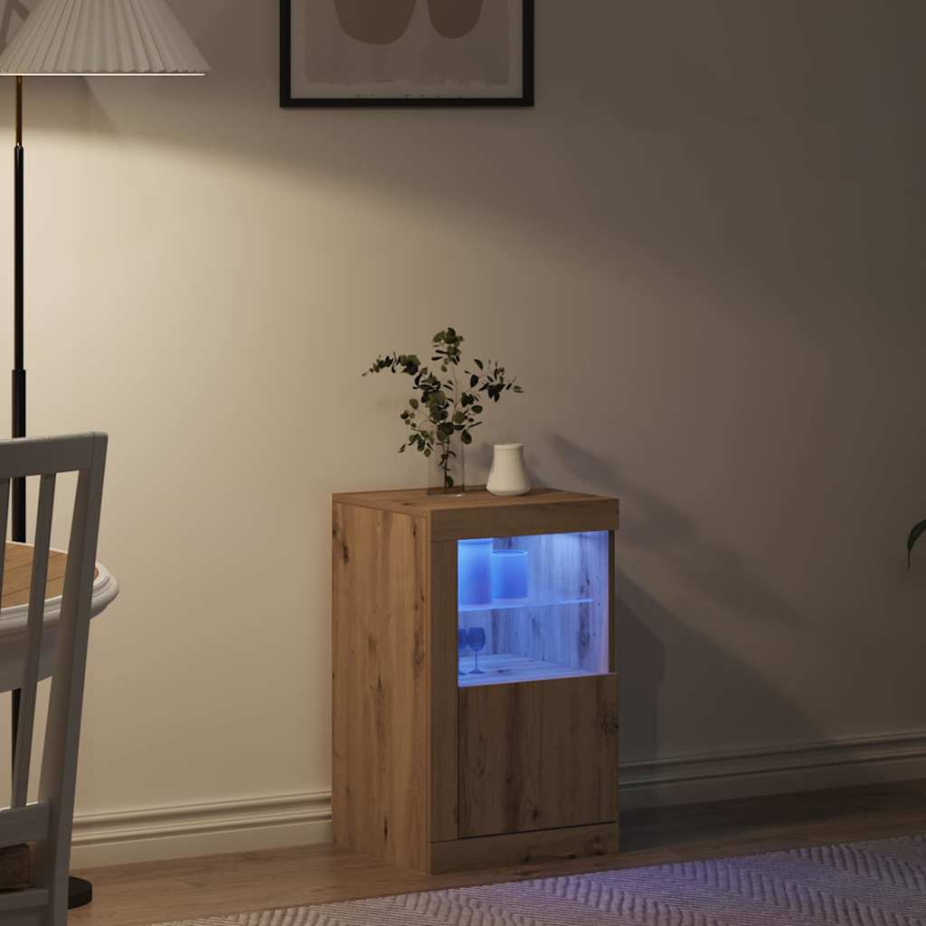 LED Sideboard Artisan Egetræ 41 x 37 x 67 cm Konstrueret træ