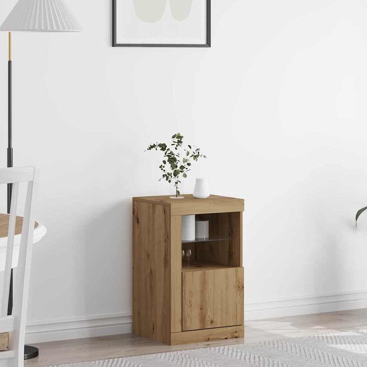 LED Sideboard Artisan Egetræ 41 x 37 x 67 cm Konstrueret træ