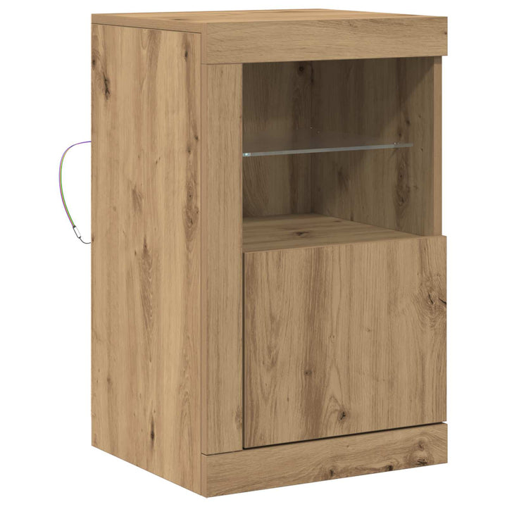 LED Sideboard 41 x 37 x 67 cm Konstrueret træ Artisan Egetræ