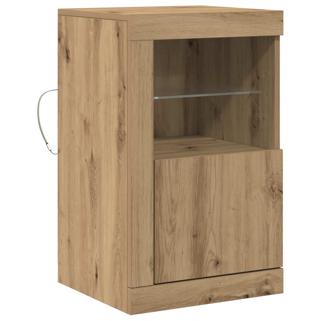 LED Sideboard Artisan Egetræ 41 x 37 x 67 cm Konstrueret træ