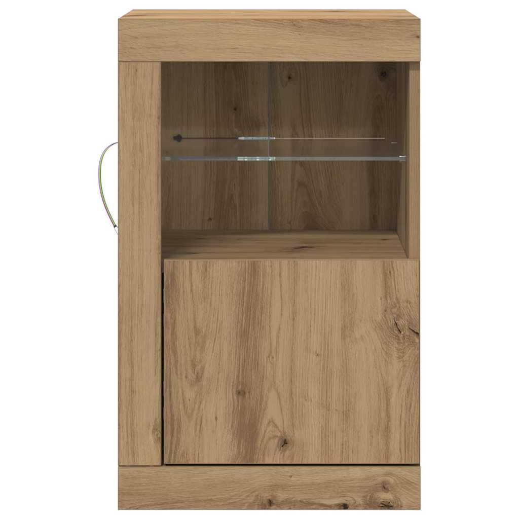 LED Sideboard Artisan Egetræ 41 x 37 x 67 cm Konstrueret træ
