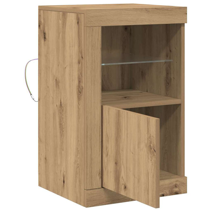 LED Sideboard Artisan Egetræ 41 x 37 x 67 cm Konstrueret træ
