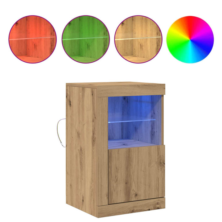 LED Sideboard Artisan Egetræ 41 x 37 x 67 cm Konstrueret træ