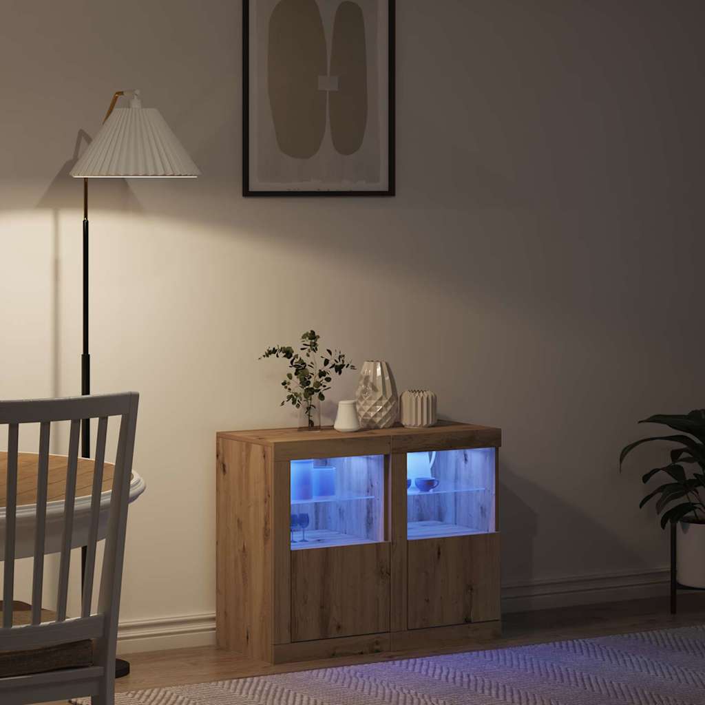 LED Sideboard 2 stk. 41 x 37 x 67 cm Konstrueret træ