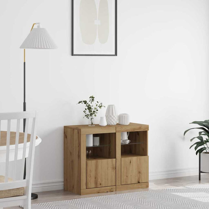 LED Sideboard 2 stk. 41 x 37 x 67 cm Konstrueret træ