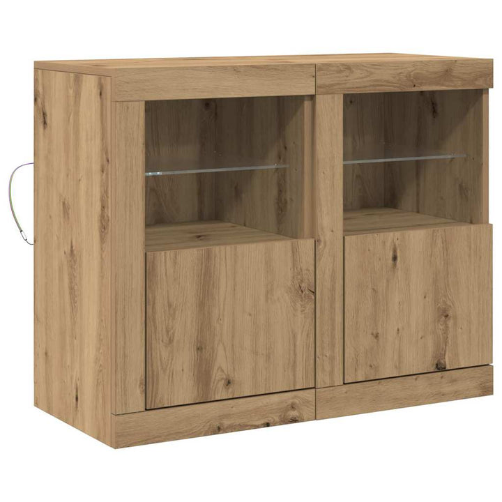 LED Sideboard 2 stk. 41 x 37 x 67 cm Konstrueret træ