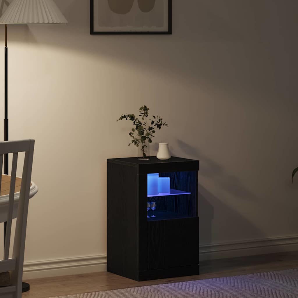 LED Sideboard Sort eg 41 x 37 x 67 cm Konstrueret træ