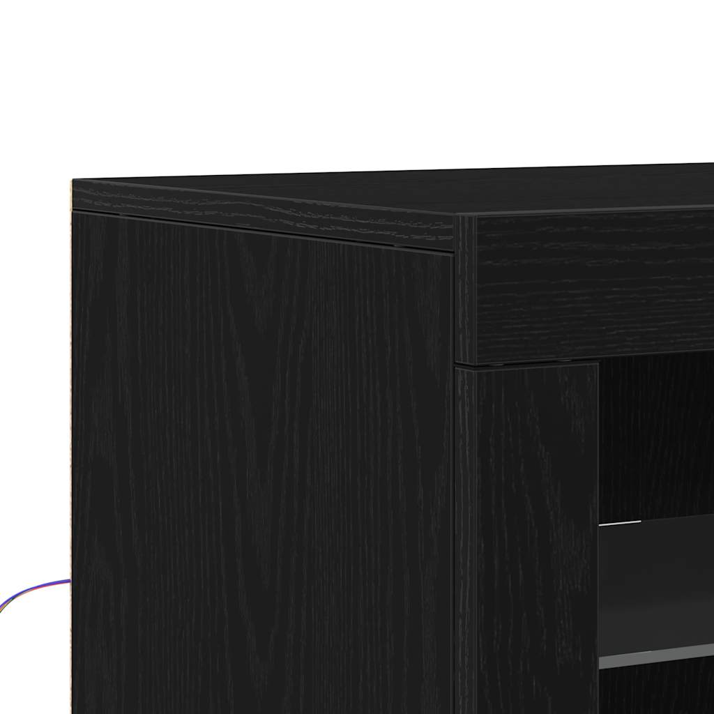 LED Sideboard 2 pcs Sort eg 41 x 37 x 67 cm Konstrueret træ