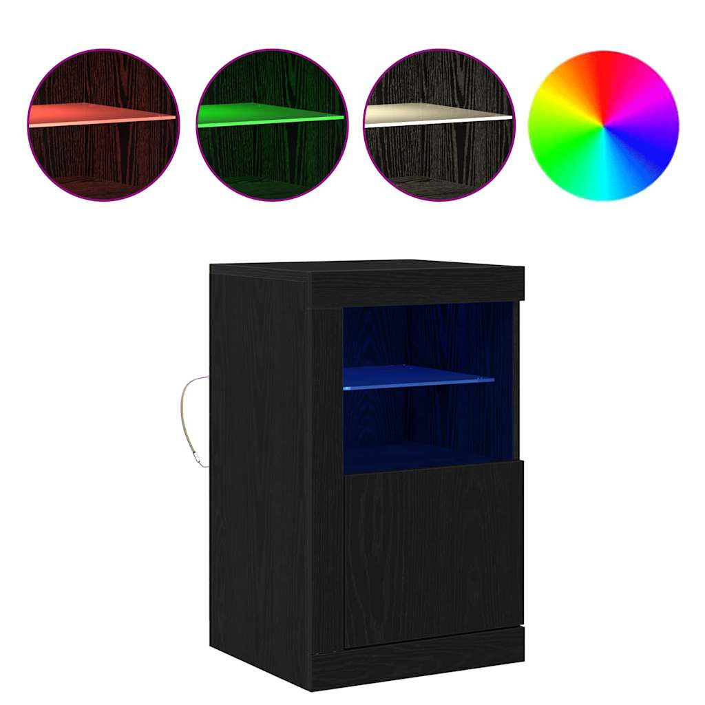 LED Sideboard 2 pcs Sort eg 41 x 37 x 67 cm Konstrueret træ