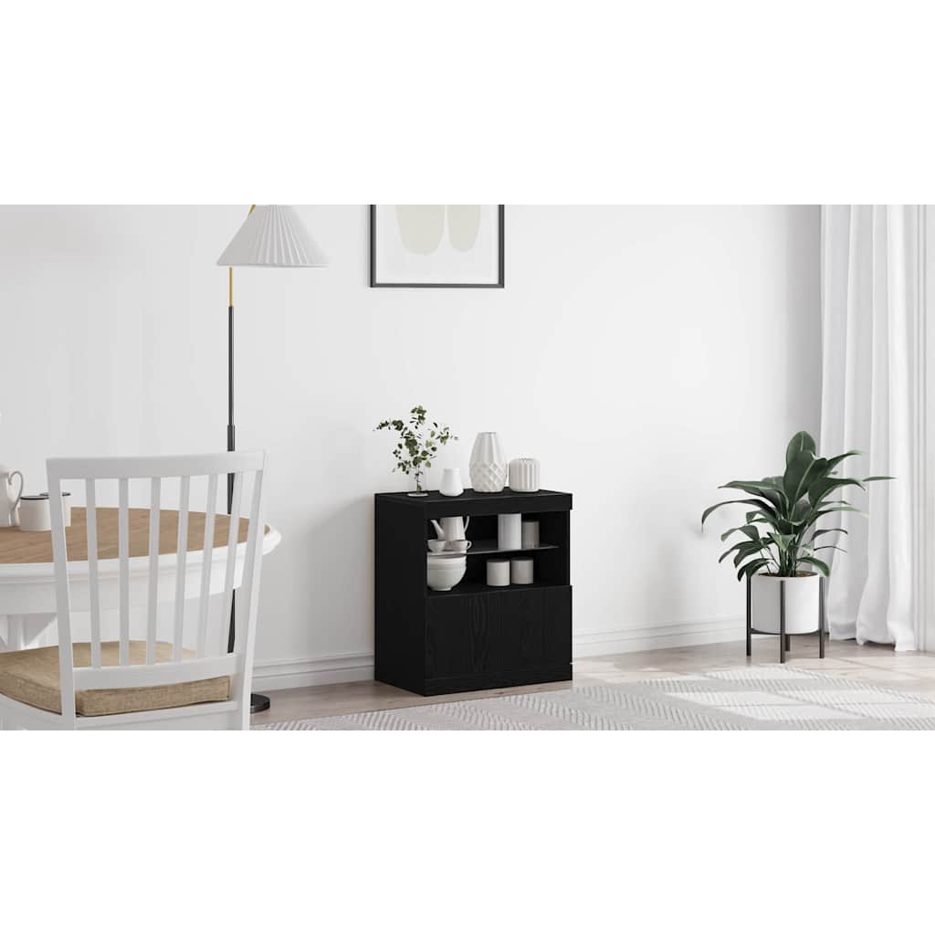 LED Sideboard Sort 60,5 x 37 x 67 cm Konstrueret træ