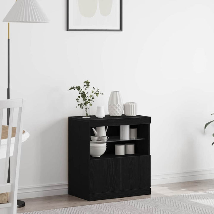 LED Sideboard Sort 60,5 x 37 x 67 cm Konstrueret træ